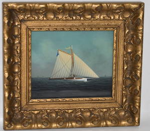 O/P SAILING SLOOP SIGNED MONOGRAM G.N. (GEORGE NEMETHY)