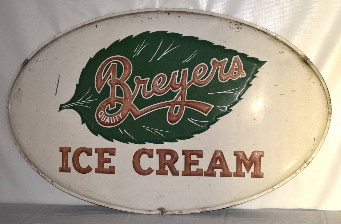 Breyers Ice Cream Litho Tin Advertising Sign, 20th C. Auction