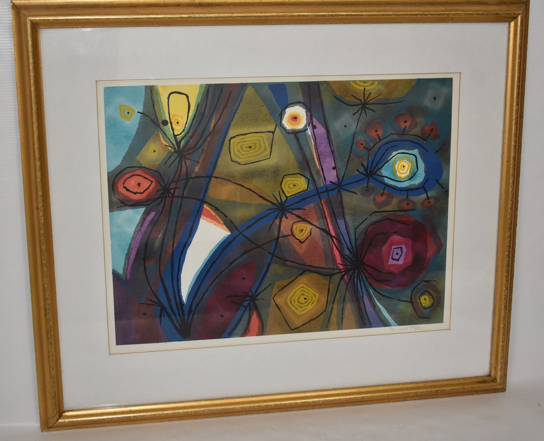 LITHOGRAPH ABSTRACT SIGNED BERNARD STEFFEN (JOSEPH ): LITHOGRAPH ABSTRACT SIGNED BERNARD STEFFEN (JOSEPH 1907-1980 WOODSTOCK NY, KANSAS) 20TH C., 12 1/2" X 16 1/2" SIGHT