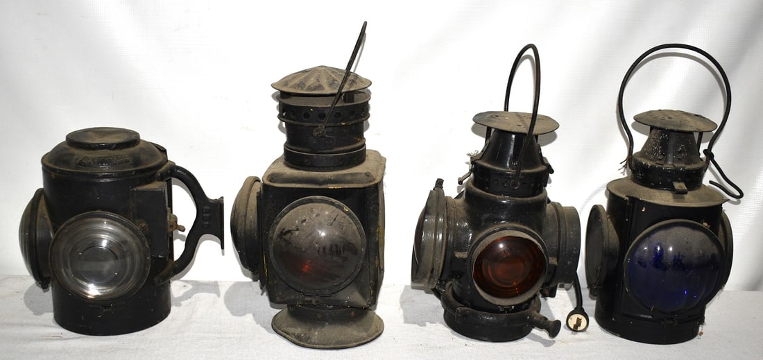 LOT (4) EARLY RR LANTERNS INCL. SANTA FE, O & M RR: LOT (4) EARLY RAILROAD LANTERNS INCL. SANTA FE, O & M RR, M. ST. P & S.S. RR, 19/20TH C.