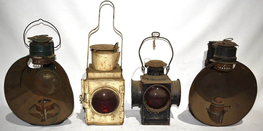 LOT (4) EARLY RAILROAD LANTERNS INCL. INSPECTORS: LOT (4) EARLY RAILROAD LANTERNS INCL. INSPECTORS, 19/20TH C.