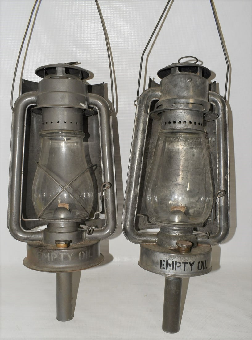 (2) RARE EARLY VOTING LANTERNS SIGNED C.T. HAM & DIETZ,: LOT (2) RARE EARLY VOTING LANTERNS SIGNED C.T. HAM & DIETZ, C.T. HAM, BOTH HAVE ORIG. STENCIL DIRECTIONS, C. 1900, H. 31", LANTERN ONLY 15"