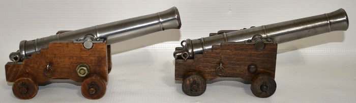 2) 18TH CENTURY STYLE NAVAL STEEL CANNONS MADE IN SPAIN