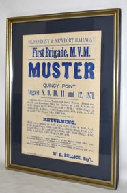 VINTAGE BROADSIDE LITHO OLD COLONY & NEWPORT RAILWAY