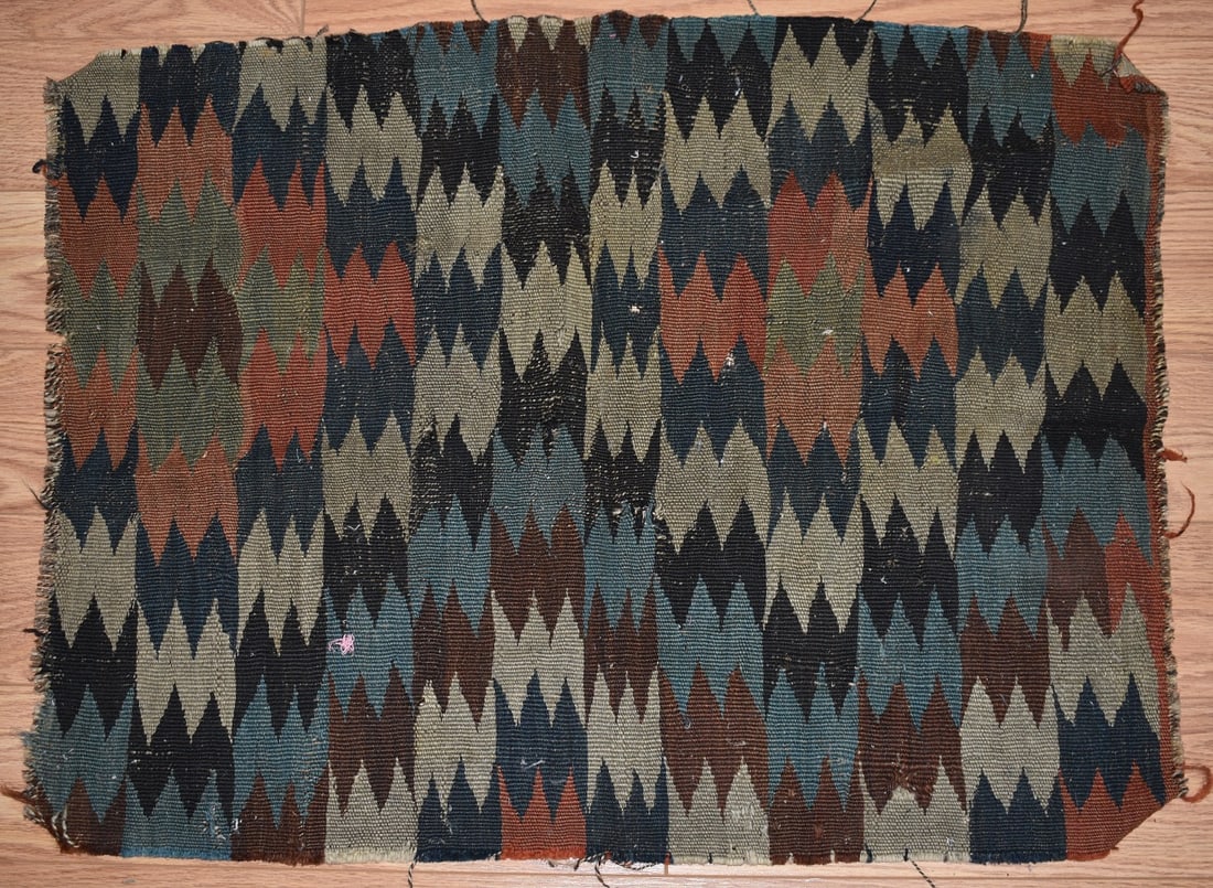 RARE NAVAJO EYE DAZZLER RUG FRAGMENT, C. 1850/60 (1 of 6)