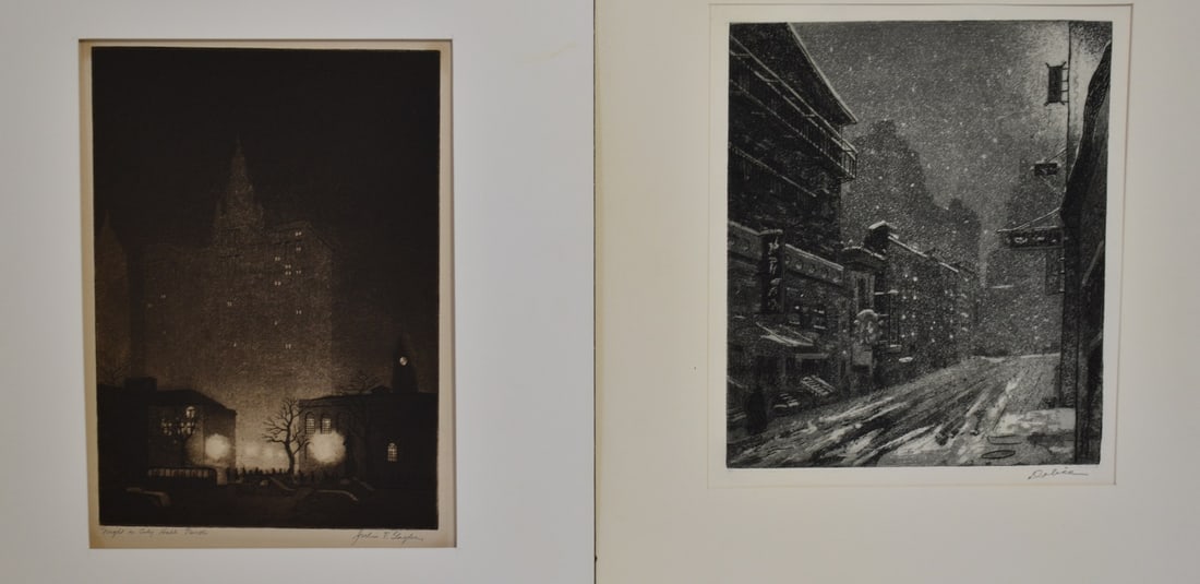 2 ETCHINGS INCL. NIGHT ON CITY HALL, JULIN F. GALOR (1 of 10)