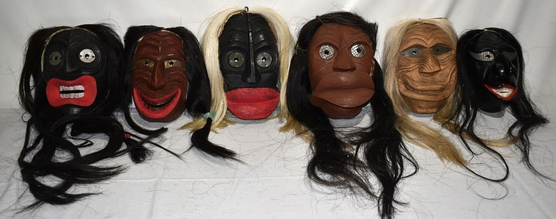 LOT (6) MEXICAN CARVED/PAINTED MASKS, 20TH C. (1 of 12)
