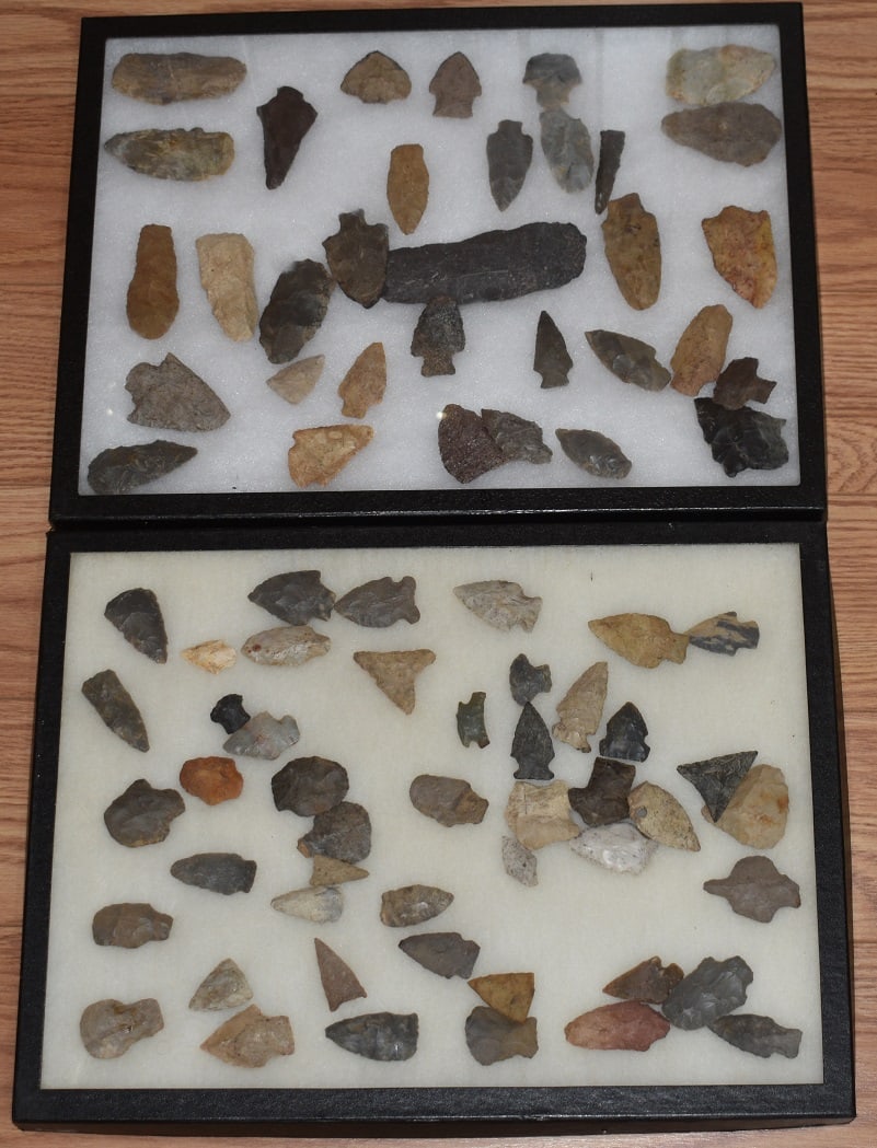 LOT (2) TRAYS AMERICAN INDIAN FLINT ARROWHEADS (1 of 11)