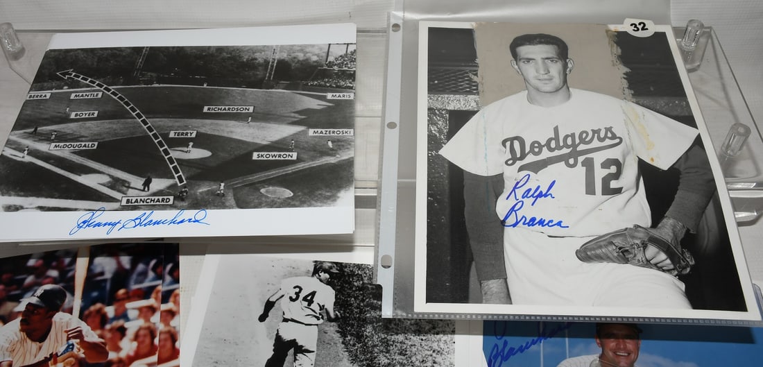 LOT ASST. AUTOGRAPHED BASEBALL PHOTOS INCL. BLANCHARD (1 of 9)