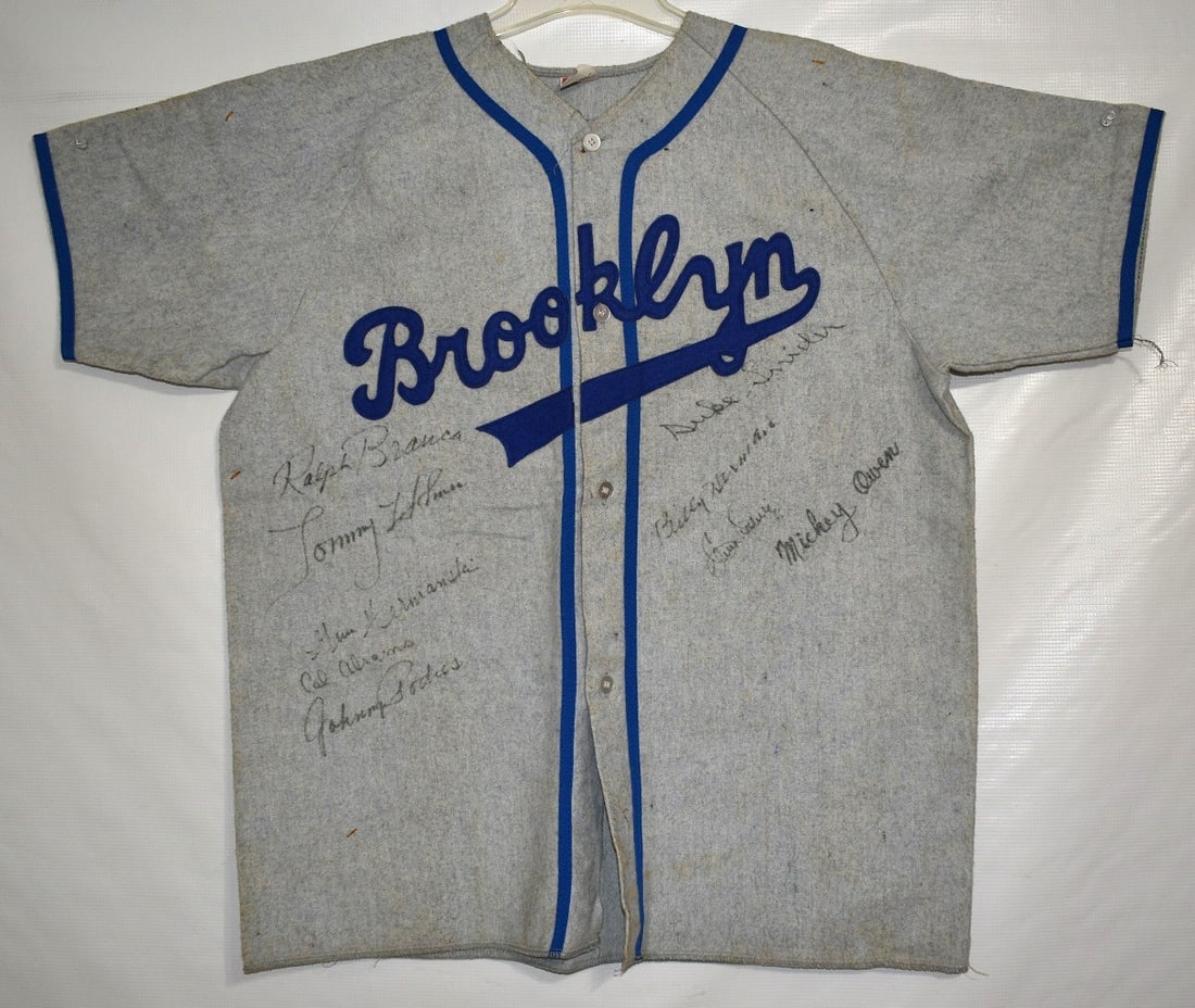 VINT BROOKLYN DODGERS #42 AUTOGRAPHED JERSEY, SNIDER + (1 of 14)