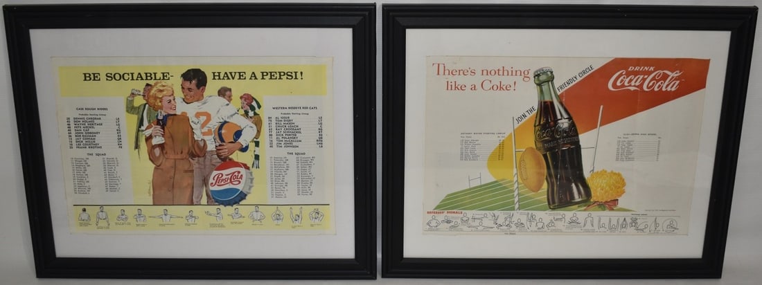 (2) COCA-COLA/PEPSI FOOTBALL PRINTS, C. 1950 (1 of 11)