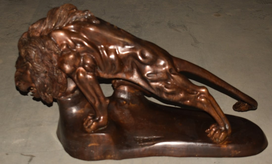 LARGE BRONZE LION AFTER BARYE (ANTOINE-LOUIS 1796-1875) (1 of 7)