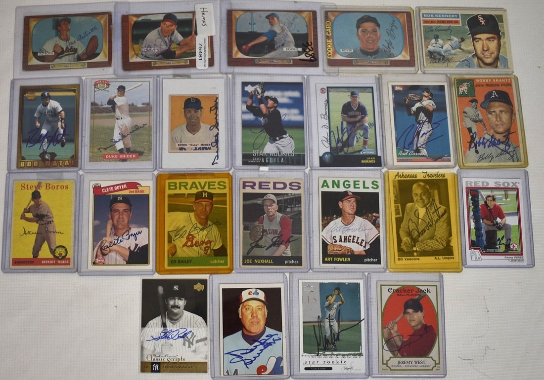 ASST. AUTOGRAPHED BASEBALL CARDS INCL. "DUKE" SNIDER (1 of 18)