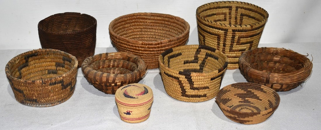 LOT (9) ASSORTED AMERICAN INDIAN COIL BASKETS (1 of 13)