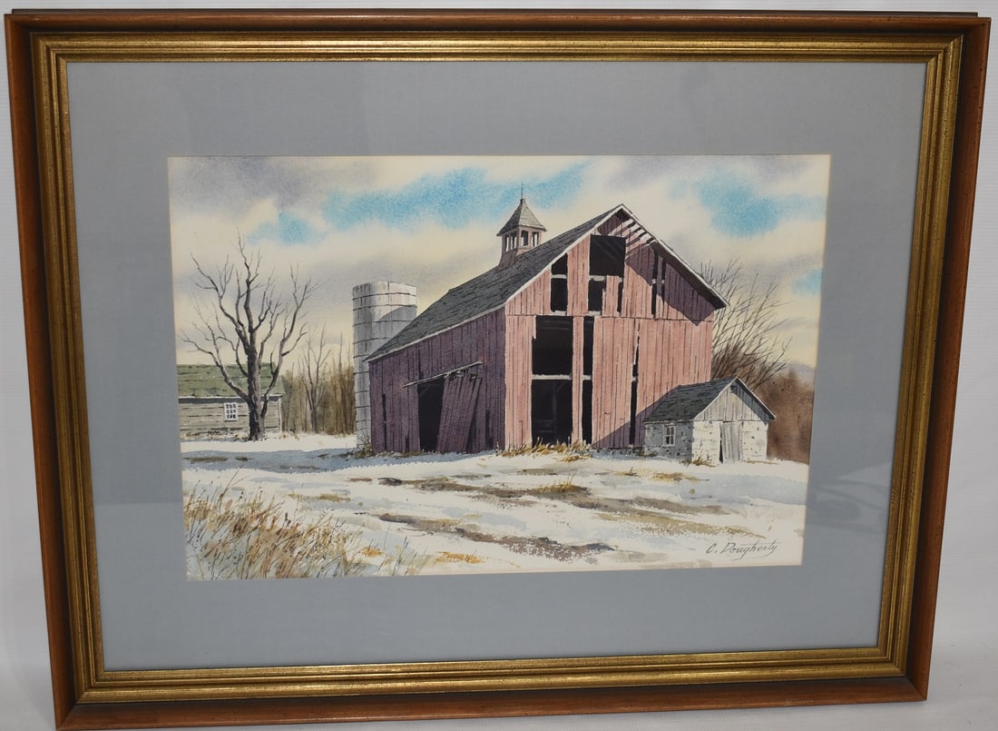 W/C LANDSCAPE W/BARN SIGNED C. DOUGHERTY (CHARLES) (1 of 11)