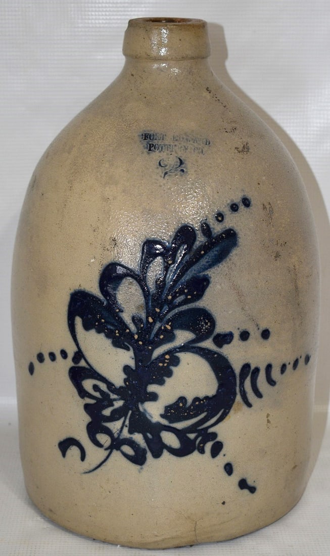 FORT EDWARD 2 GALLON SALT GLAZE STONEWARE JUG, 19TH C. (1 of 9)
