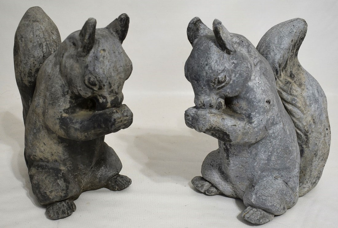 (2) VICTORIAN/DECO LEAD FIGURAL SQUIRRELS, 19/20TH C. (1 of 12)