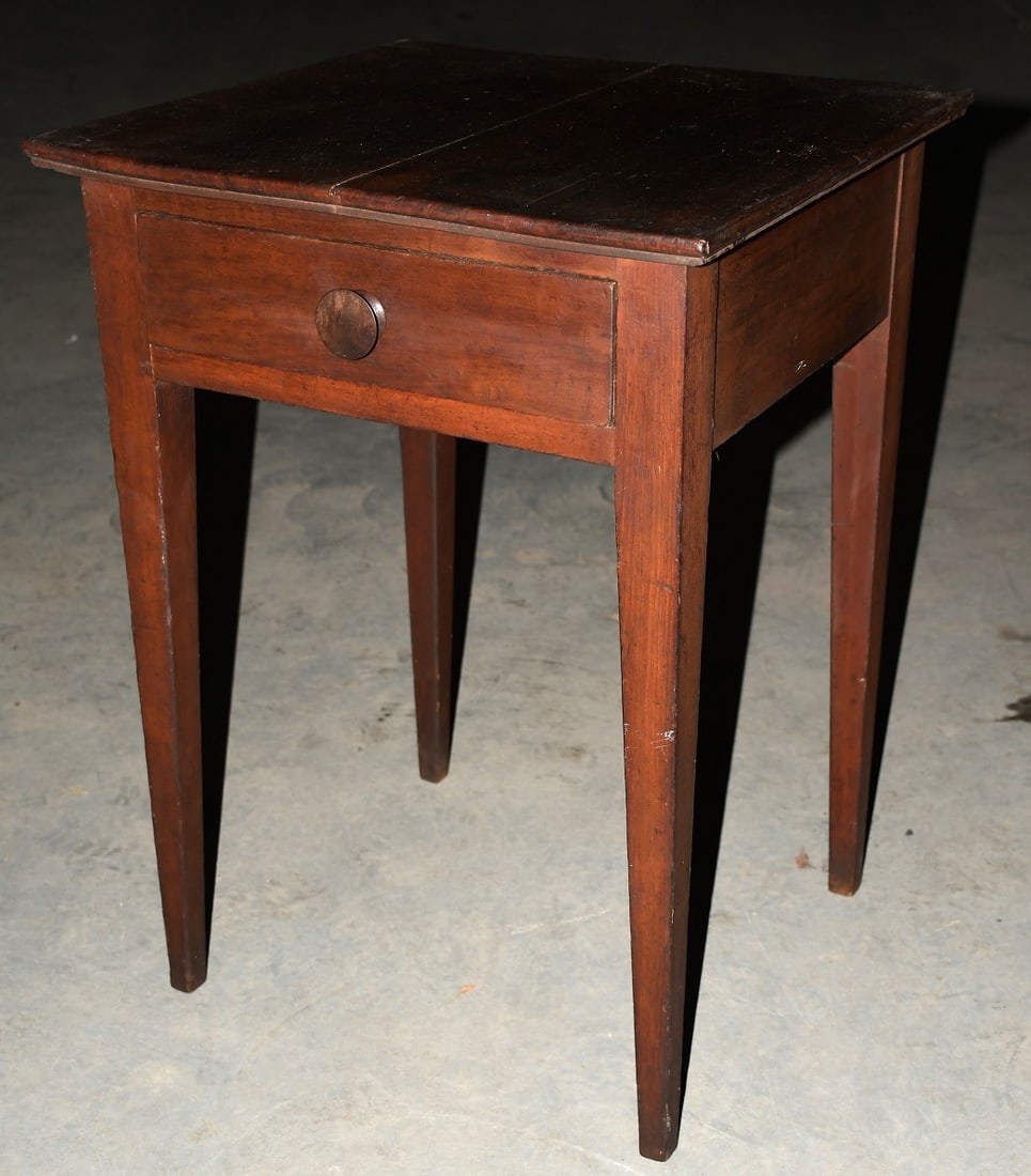 COUNTRY BLACK WALNUT SINGLE DRAWER STAND, 19TH C. (1 of 6)