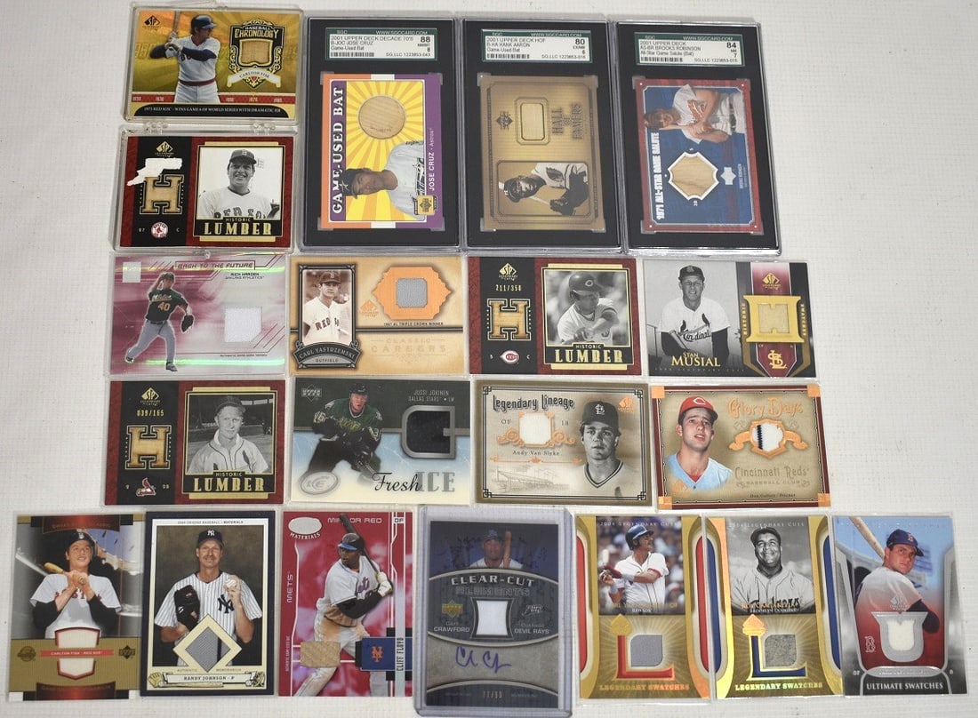 LOT ASSORTED BASEBALL CARDS W/BAT/UNIFORM SWATCHES 2001 (1 of 14)