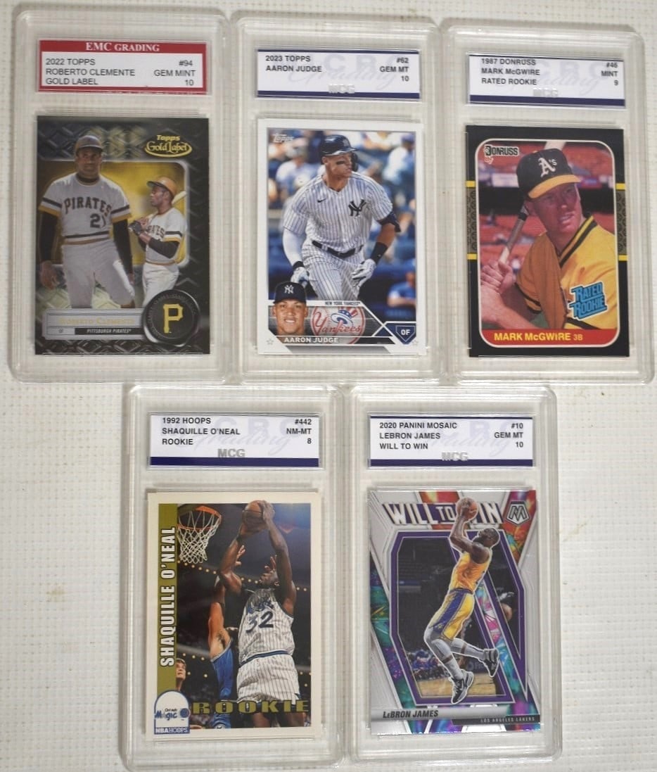 5 GRADED CARDS JUDGE/CLEMENTE/SHAQ/MCGWIRE/LEBRON (1 of 11)