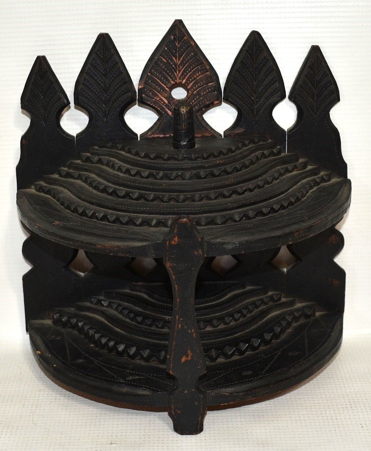 EARLY PAINTED TRAMP ART/CIGAR BOX SPOOL/THREAD, 19TH C. (1 of 12)