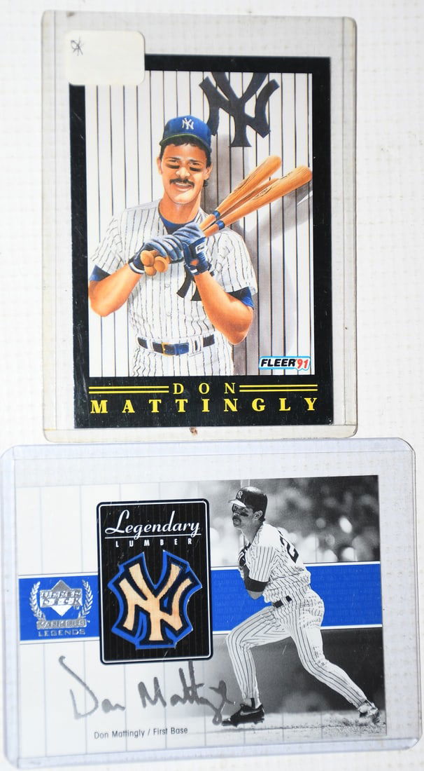 2 DON MATTINGLY BASEBALL CARDS 1 W/GAME USED BAT SLIVER (1 of 6)