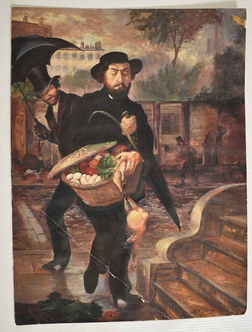 RARE W/C "PROVISIONS" SIGNED L.M. SPENCER (1 of 11)