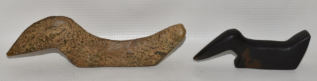 (2) EXCEPTIONAL CARVED AMERICAN INDIAN BIRD STONES (1 of 12)
