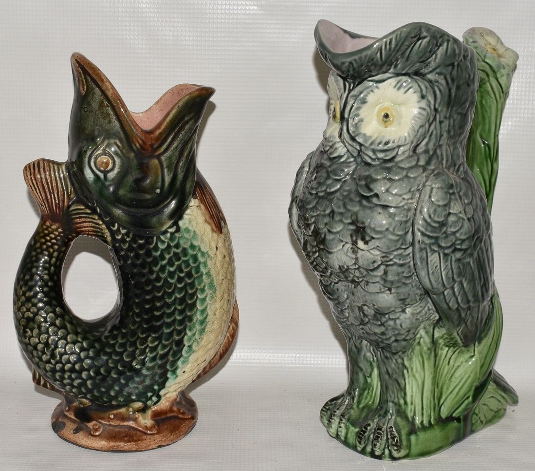 LOT (2) MAJOLICA WATER PITCHERS, 19TH C. (1 of 14)