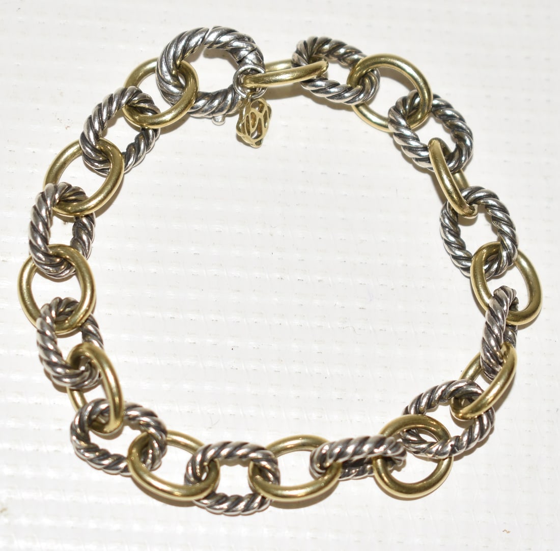 DAVID YURMAN 18KT YELLOW GOLD/STERLING LINK BRACELET (1 of 5)