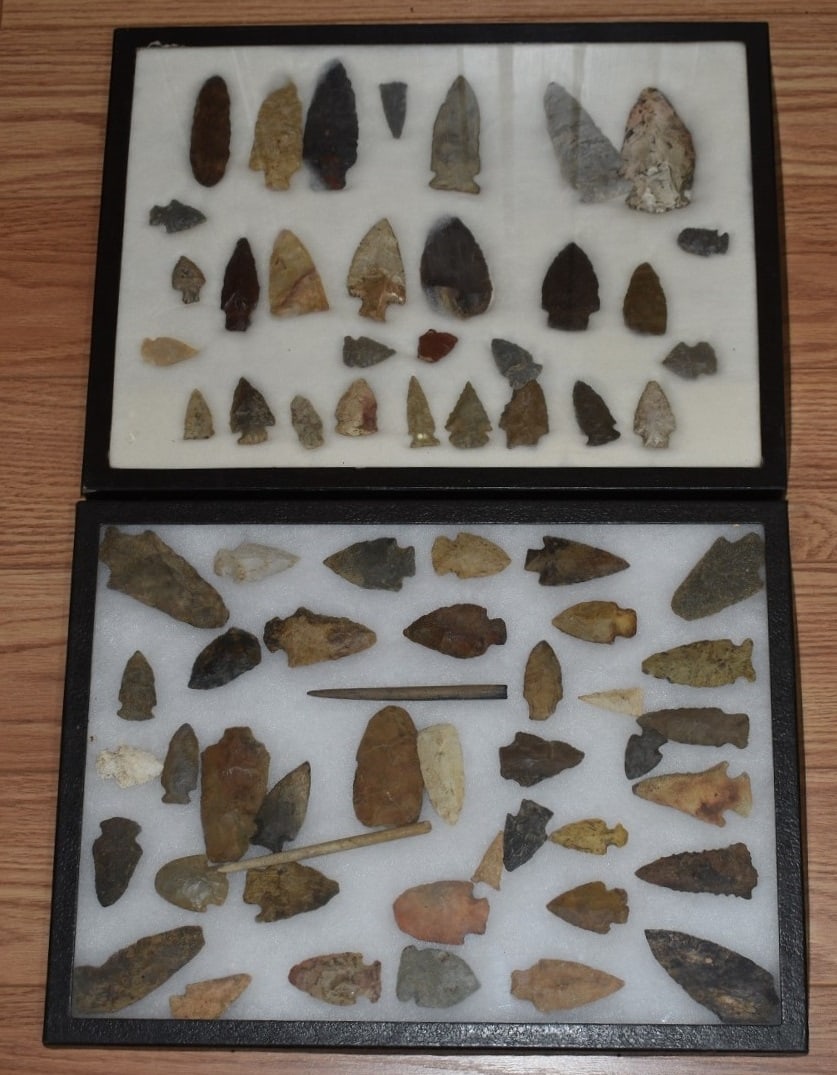 LOT (2) TRAYS AMERICAN INDIAN FLINT ARROWHEADS (1 of 11)