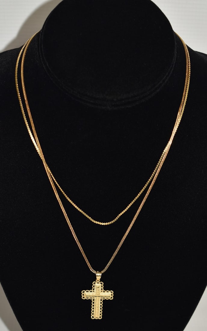 LOT (3) 14KT YELLOW GOLD NECKLACES/CRUCIFIX, W. 5.5 DWT (1 of 9)