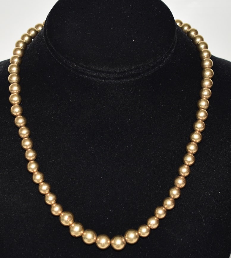 VICTORIAN STYLE 18KT YELLOW GOLD BEAD NECKLACE (1 of 5)