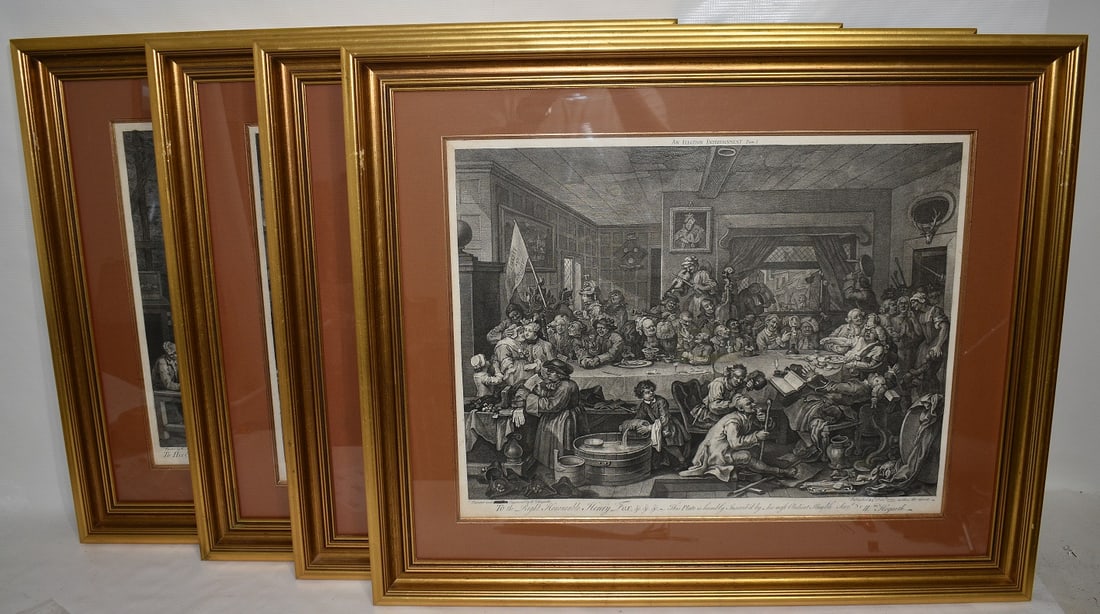 4 ENGRAVINGS WILL HOGARTH AN ELECTION ENTERTAINMENT ETC (1 of 7)