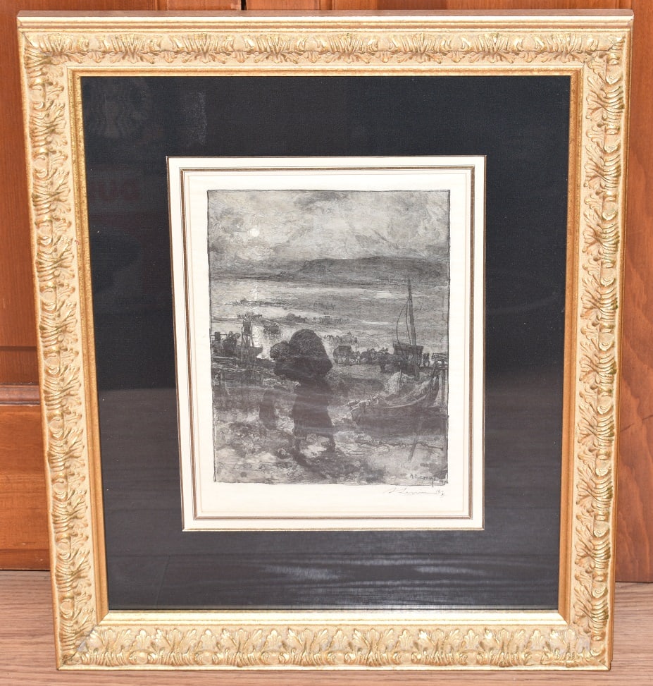 ETCHING MOONLIT SHORE SIGNED A. LEPERE (1 of 8)