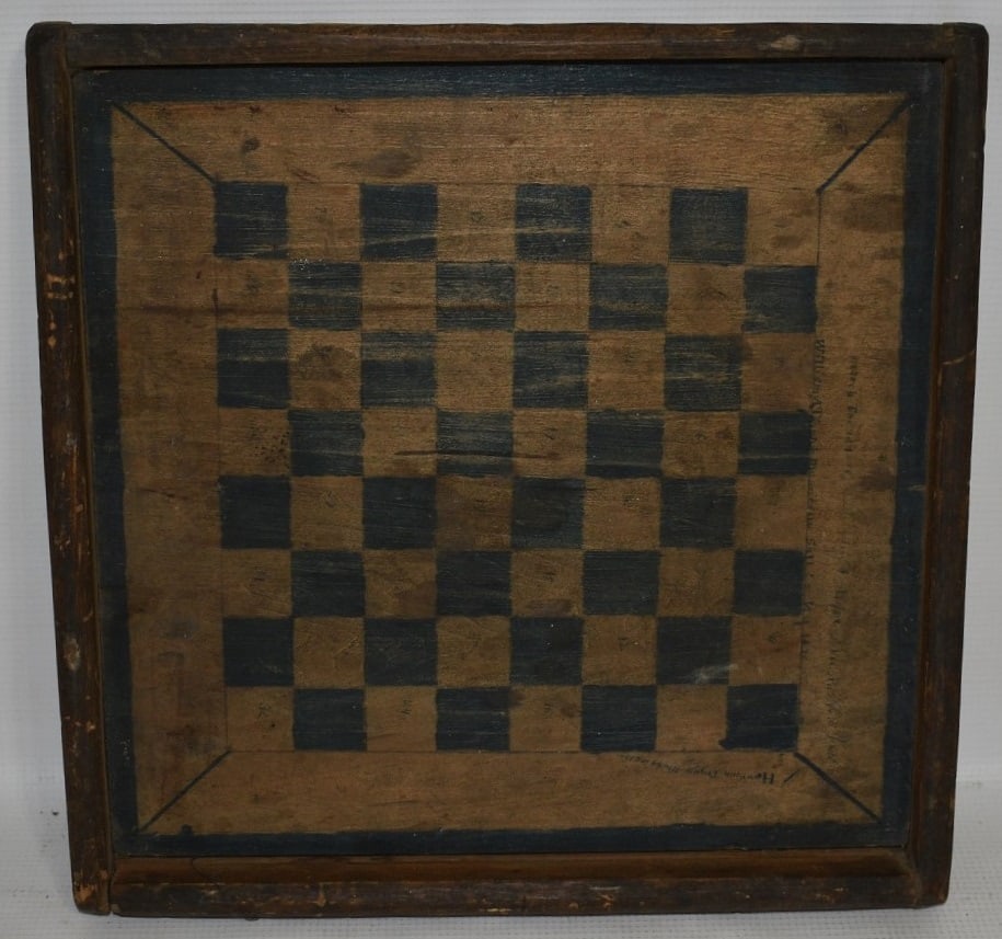 FOLK ART COUNTRY PAINTED CHECKER BOARD W/PROVENANCE (1 of 8)
