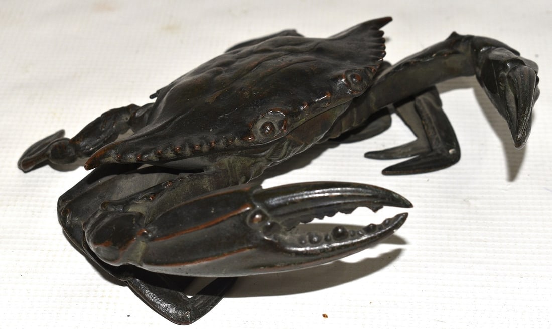 EXCEPTIONAL CAST BRONZE BLUEPOINT CRAB SIGNED TIFFANY (1 of 9)