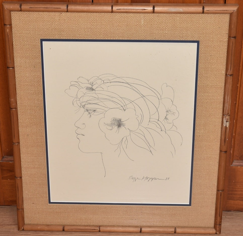 GRAPHITE/PAPER HAWAIIAN WOMAN SIGNED PEGGE HOPPER (1 of 8)