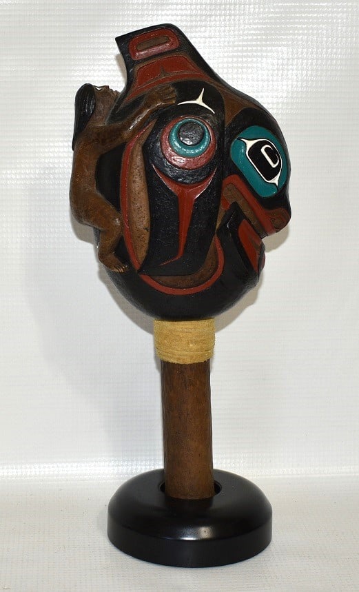 NORTHWEST COAST CARVED/PAINTED CEREMONIAL RATTLE (1 of 7)