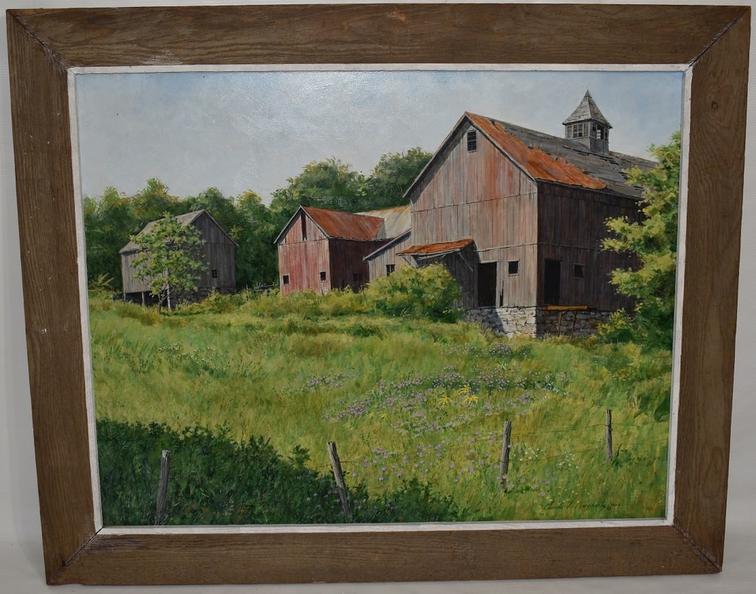 O/B LANDSCAPE W/BARN SIGNED CHARLES L. DOUGHERTY (1 of 10)