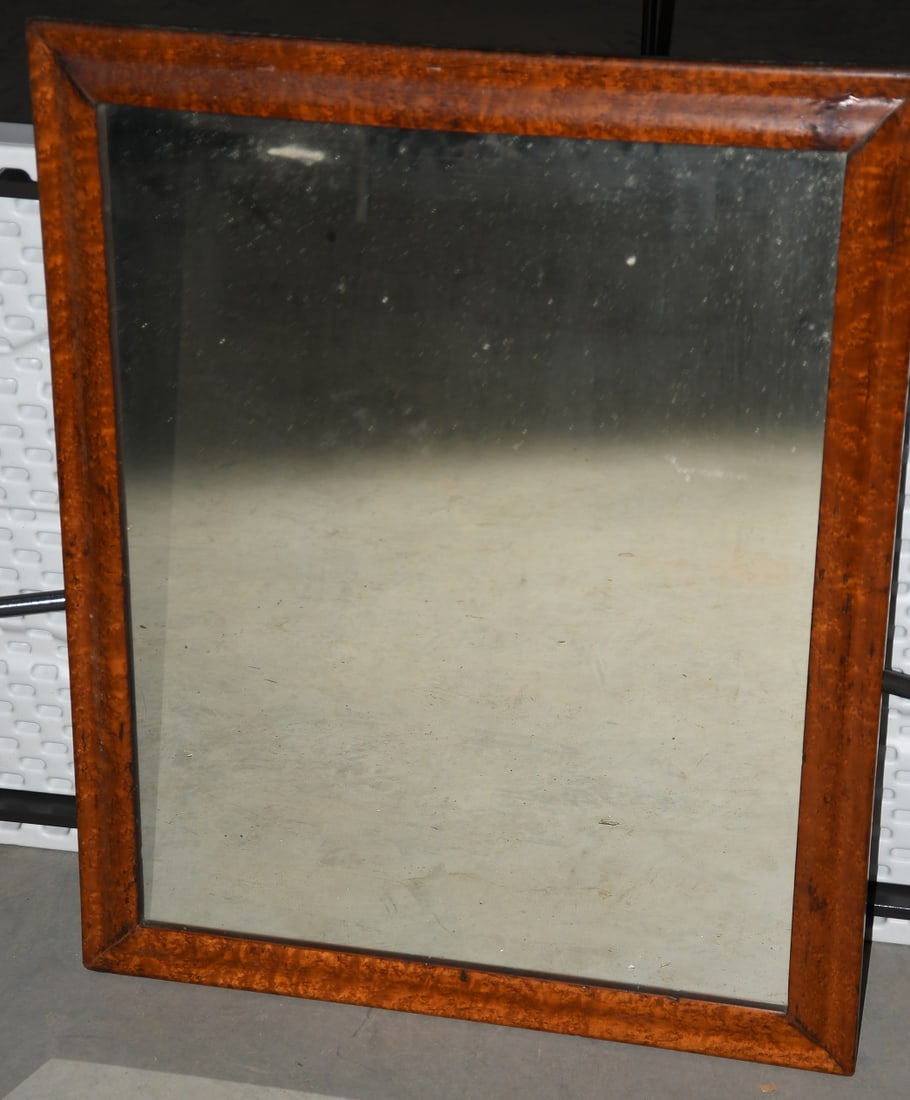 EARLY BIRDSEYE MAPLE FRAME/MIRROR, 19TH C., 34" X 28" (1 of 6)