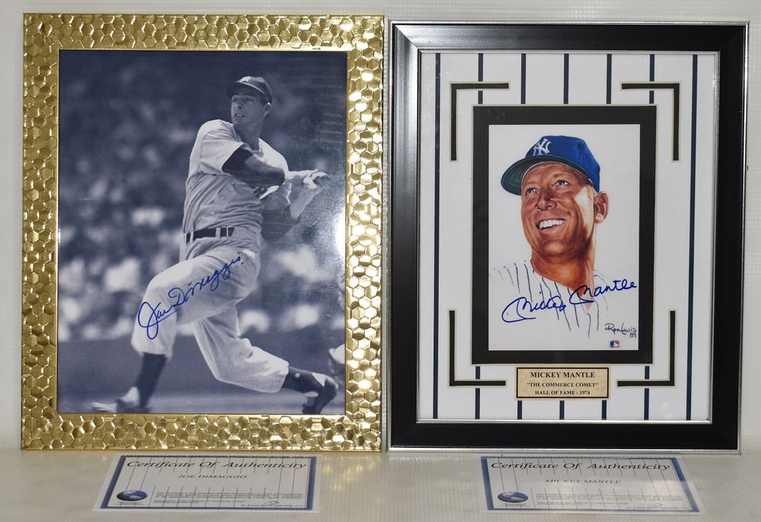 2 AUTOGRAPHED PHOTOS MICKEY MANTLE/JOE DIMAGGIO W/ COA (1 of 11)