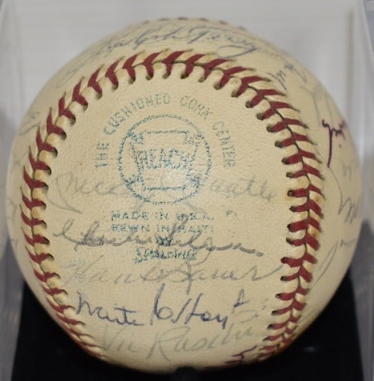NEW YORK YANKEES OLD TIMER AUTOGRAPHED BASEBALL W/LOA (1 of 10)