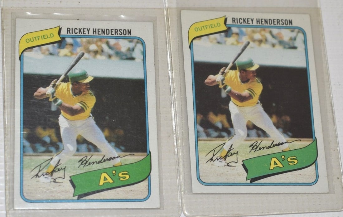 (2) RICKEY HENDERSON ROOKIE CARDS/TOPPS #482, C. 1980 (1 of 8)