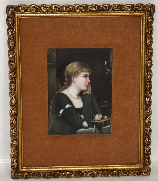 H/P GERMAN PORCELAIN PLAQUE (FRAMED) 19TH C. (1 of 7)