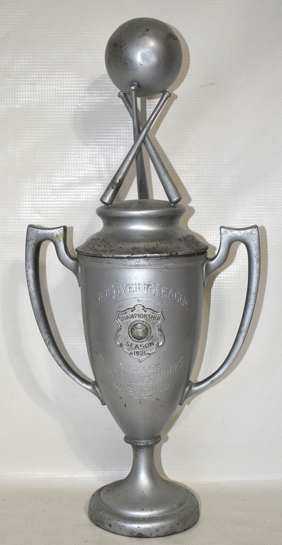 SILK DYEING LEAGUE "SPAULDING" TROPHY, 1921, H. 19": SILK DYEING LEAGUE "SPAULDING" TROPHY, 1921, H. 19"