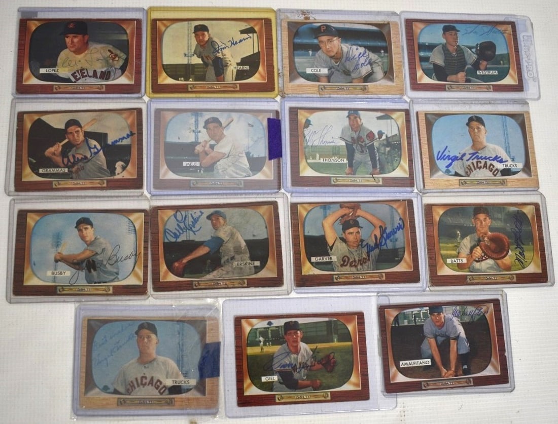 LOT 15 ASSORTED 1955 BOWMAN TV SERIES AUTOGRAPHED CARDS (1 of 13)