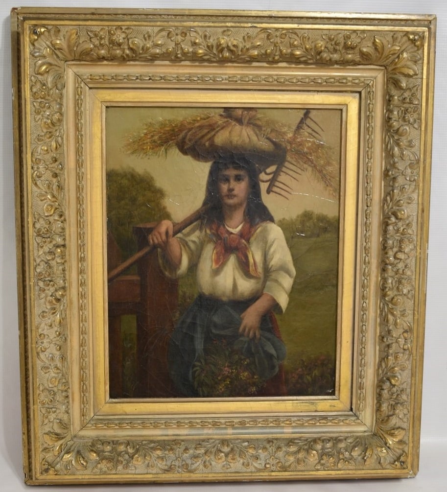 O/C THE GLEANER UNSIGNED, 19TH C. (PAPER LABEL VERSO) (1 of 8)