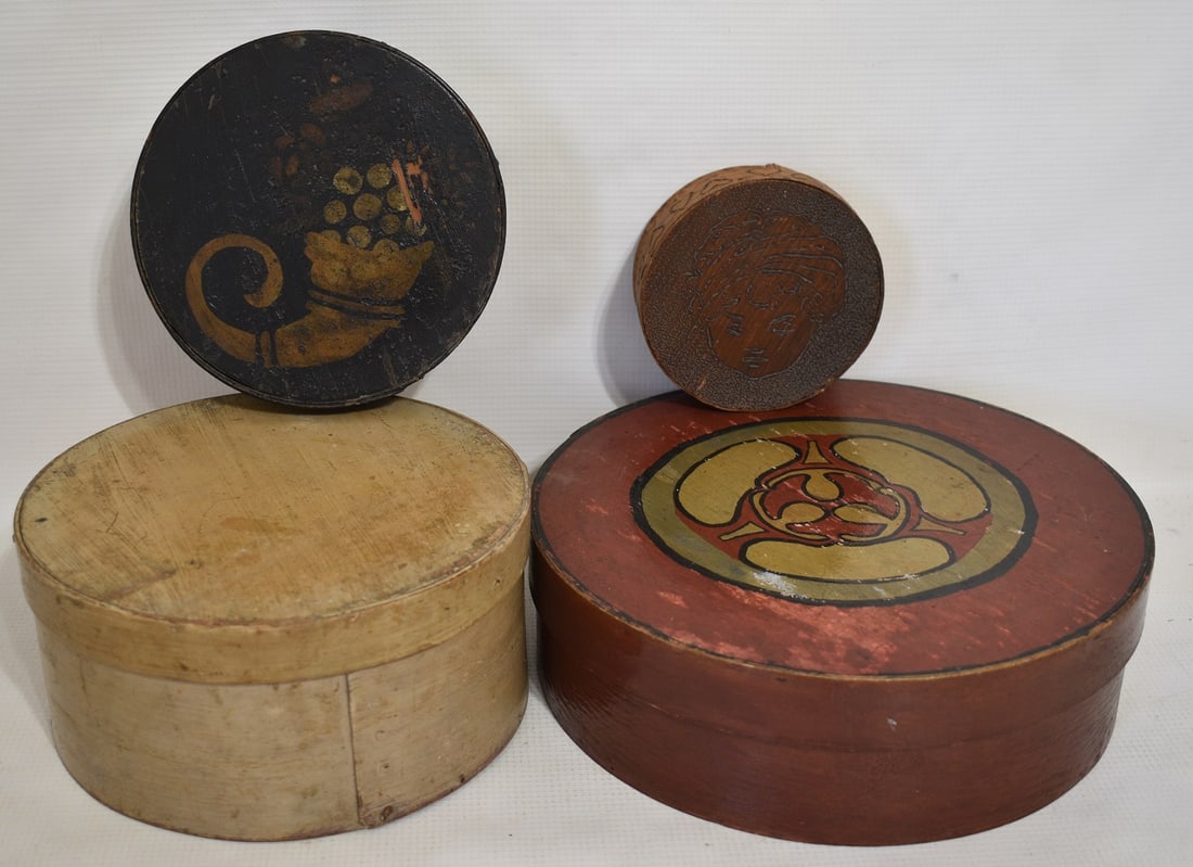 LOT (4) COUNTRY PAINTED PANTRY BOXES, 19TH C. (1 of 18)