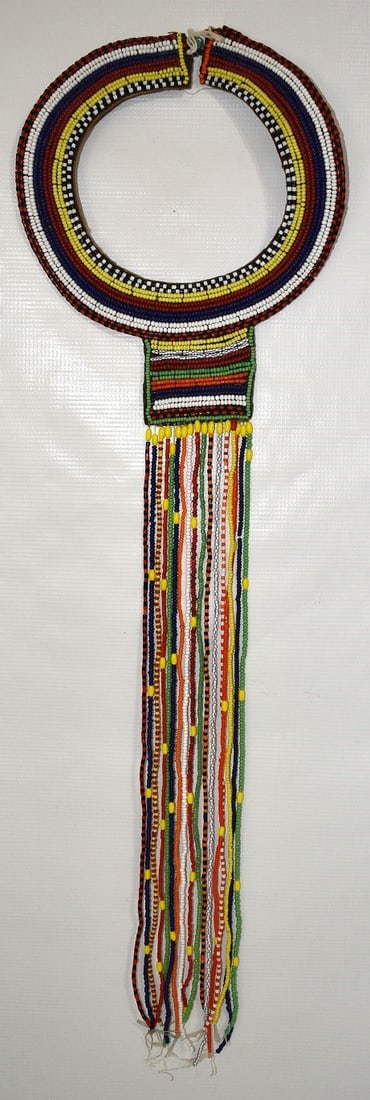 AFRICAN BEADED COLLAR, 20TH C., H. 14" (1 of 9)
